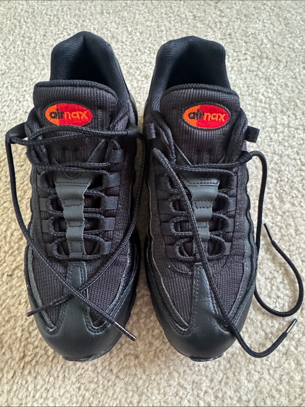 Nike Men’s Black Sneakers with Orange and Red Logo Accents - Picture 5 of 10
